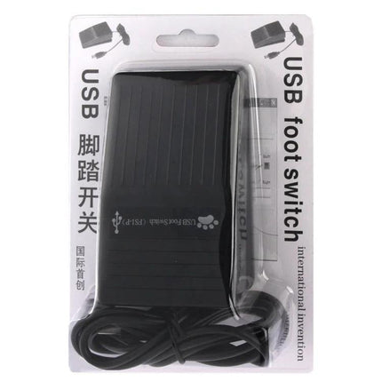 USB Foot Pedal Switch for Computer Keyboard and Game Control - black USB foot pedal in retail packaging with cable