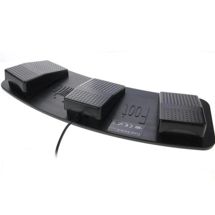 Triple Action USB Foot Switch for Hands-Free PC Control - black three-pedal programmable USB foot switch for gaming and accessibility
