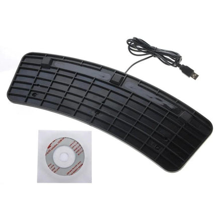 Triple Action USB Foot Switch for Hands-Free PC Control black three-pedal USB device shown from underside with USB cable and driver CD