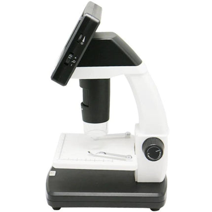 Portable Digital Microscope for Detailed Everyday Observations with LCD Screen white handheld unit showing 3.5-inch LCD, focus knob and stage