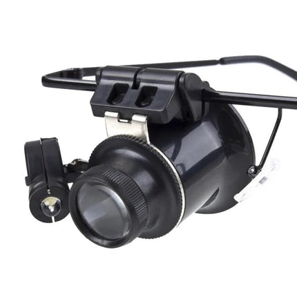 20X Magnifying Glasses with LED Light for Watch Repair - hands-free loupe with adjustable headband and double-layer lens for precise gear and screw work