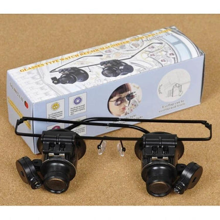 20X Magnifying Glasses with LED Light for Watch Repair – hands-free double-lens loupe with adjustable frame and LED illumination