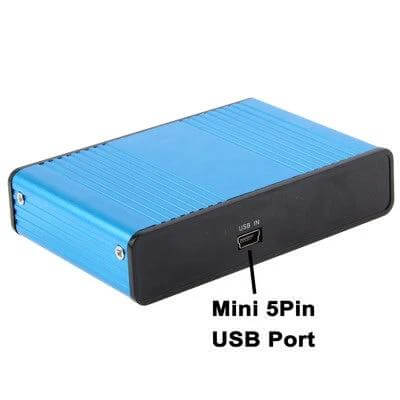 5.1 Channel Audio Controller for Optical and USB Sound Playback compact blue USB audio interface with mini 5-pin port