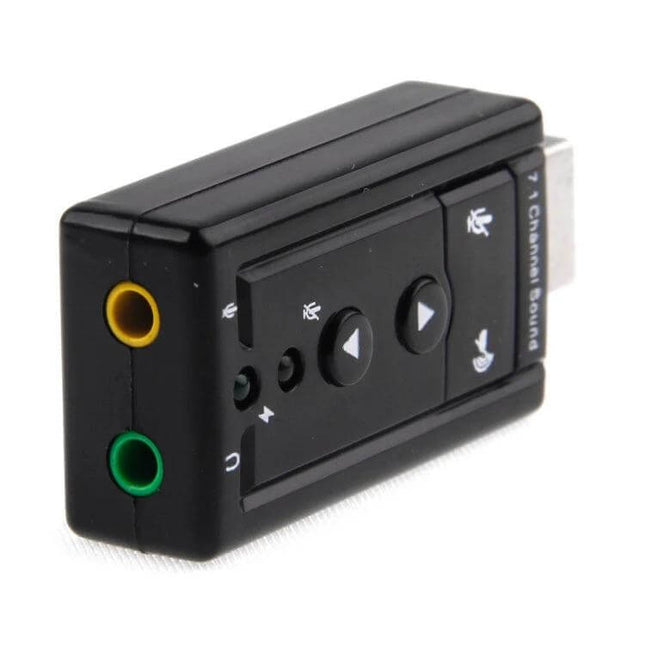 USB External 7.1 Channel Sound Adapter for Computer Audio Enhancement black USB external sound card with 3.5mm jacks and control buttons