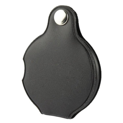 Portable 5X Folding Magnifying Glass with Leather Case for Reading - compact black folding magnifier in protective leather case