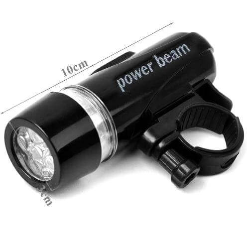 5 LED Water Resistant Bike Front Headlight and Rear Flashlight - black 5-LED waterproof front headlamp with handlebar mount for mountain and road bikes