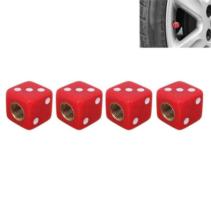 Universal 8mm Tire Valve Caps For Cars, Pack Of 4 Everyday Use - red dice-style valve caps protecting tire valve stems