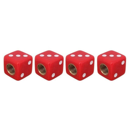Universal 8mm Tire Valve Caps For Cars, Pack Of 4 Everyday Use - red dice-style valve caps set of 4 for standard 8mm stems, fingertip grip, dust and moisture protection