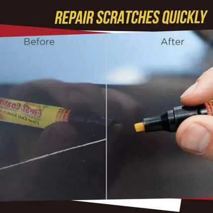 Essential Filler for Everyday Car Scratch Repairs at Home - before and after application showing scratch repaired with transparent filler pen