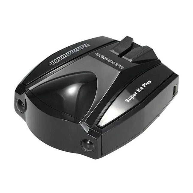 Full-Band Radar Detector with GPS Navigation Support black ultra-slim unit shown angled view