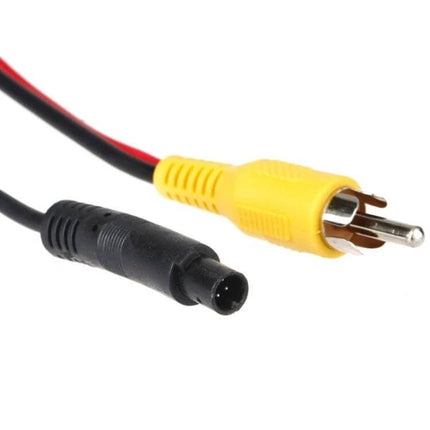 Waterproof Car Rear View Camera for Secure Backup Parking Use — yellow RCA and power cable close-up for vehicle backup camera installation