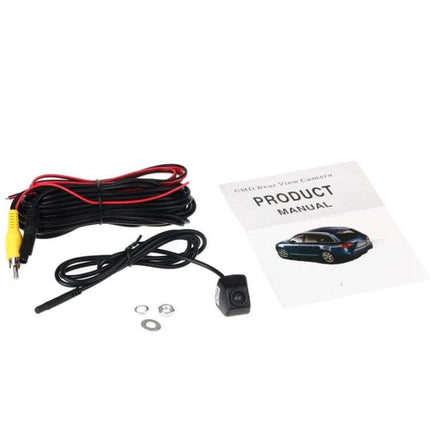 Waterproof Car Rear View Camera for Secure Backup Parking Use compact waterproof cube camera with cables, mounts and manual for sedan SUV truck