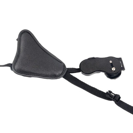 Leather Camera Grip with Adjustable Strap for Secure Camera Handling, black leather hand strap for stable outdoor and event photography