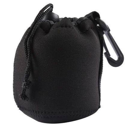 Neoprene Carrying Bag for SLR Camera Lenses with Carabiner, 8x10cm - black neoprene lens pouch with drawstring and carabiner