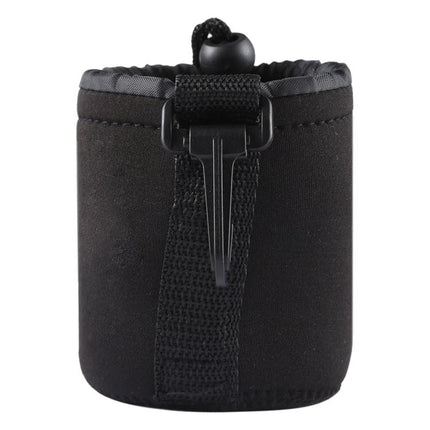Neoprene Carrying Bag for SLR Camera Lenses with Carabiner, 8x10cm - black neoprene lens pouch with drawstring and carabiner clip