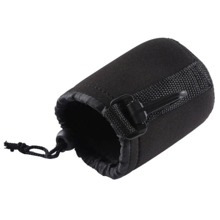 Neoprene Carrying Bag for SLR Camera Lenses with Carabiner, 8x10cm - black neoprene lens pouch with drawstring and carabiner clip