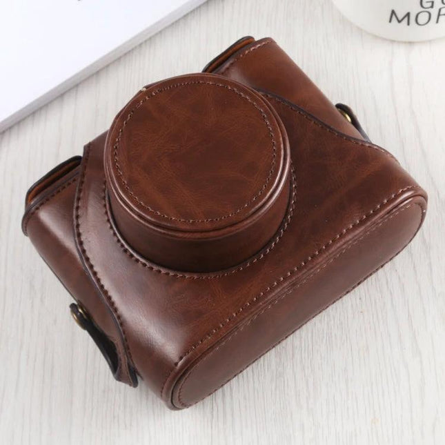 Fujifilm X10/X20 PU Leather Camera Case with Strap brown PU leather protective camera bag with strap