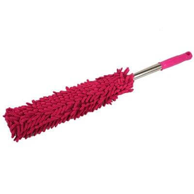 Car Cleaning Brush with Ergonomic Design for Easy Car Care - pink microfiber duster for dashboard, seats and tight interior spaces