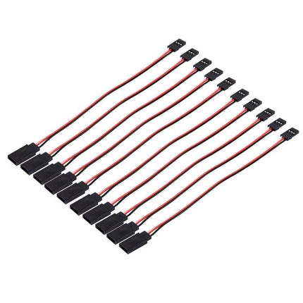 15cm Servo Extension Cables for RC Models, Pack of 10 - ten red and black servo extension leads for RC planes and cars