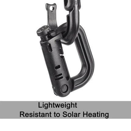 Plastic Portable Carabiner 4 Pack For Camping And Travel Light Grey - close-up of lightweight plastic carabiner showing latch and attachment points