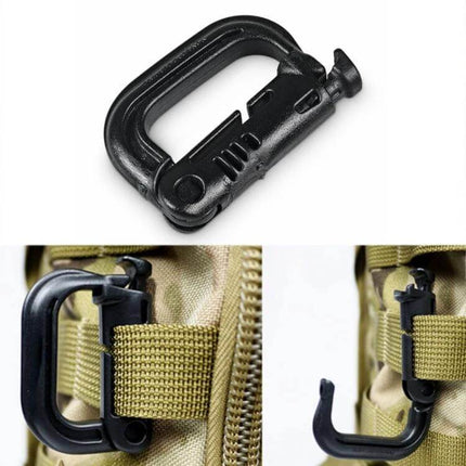 Plastic Portable Carabiner 4 Pack For Camping And Travel Light Grey - lightweight plastic clip attached to backpack straps, hooks water bottles and gear