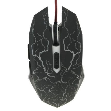 Ergonomic Wired Optical Gaming Mouse for Computers and Laptops - compact black lightning-pattern wired gaming mouse for PC and laptop
