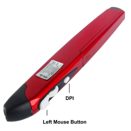 Wireless Pen Mouse for Precise Everyday Computing Tasks red pen-style wireless mouse showing left button and DPI control