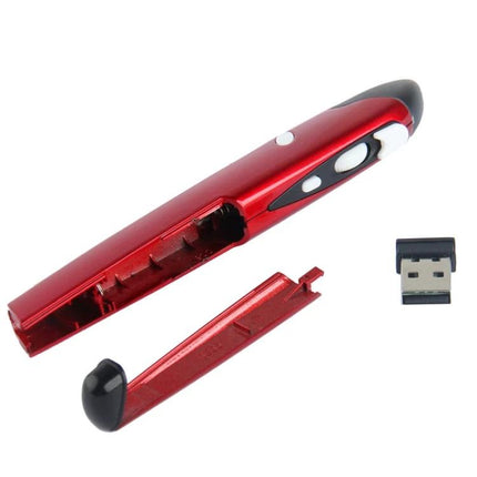 Wireless Pen Mouse for Precise Everyday Computing Tasks - red pen-shaped wireless mouse with USB receiver and removable cap