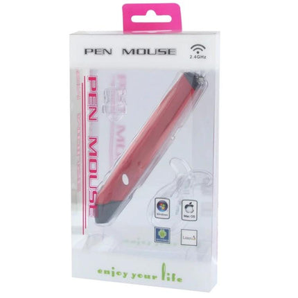 Wireless Pen Mouse for Precise Everyday Computing Tasks - pink pen-shaped wireless mouse in retail packaging
