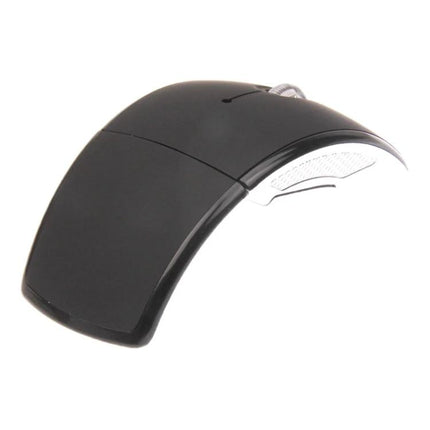 Practical Folding Wireless Optical Mouse for Portable Computing Needs — compact black foldable travel mouse for laptops