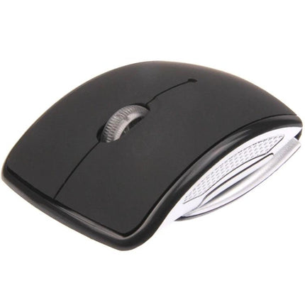 Practical Folding Wireless Optical Mouse for Portable Computing Needs - compact black foldable travel mouse with scroll wheel