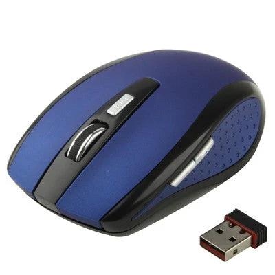 Wireless Optical Mouse with USB Receiver for Computer Use - blue ergonomic wireless mouse with USB receiver, 10m range for office and home