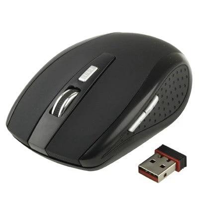 Wireless Optical Mouse with USB Receiver for Computer Use - black ergonomic wireless mouse with USB nano receiver, 10m range for office and home