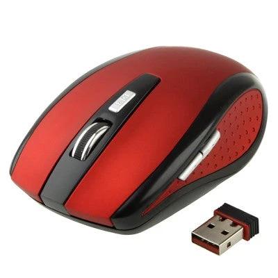 Wireless Optical Mouse with USB Receiver for Computer Use - red ergonomic wireless mouse with USB receiver, 10m range for office and home use