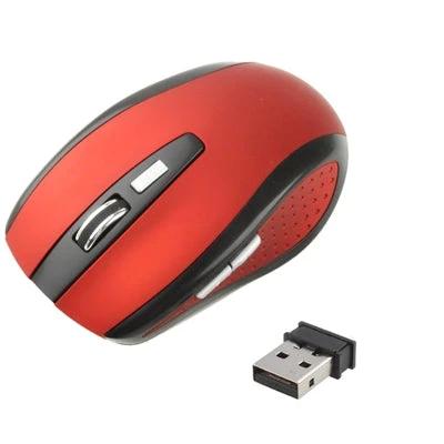 Wireless Optical Mouse with USB Receiver for Computer Use - red ergonomic wireless mouse with USB nano receiver, 10m range for office and home