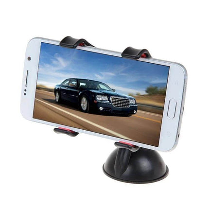 Universal 360 Degree Car Phone Holder For Smartphones And GPS Devices - adjustable dashboard mount holding phone in landscape with suction base