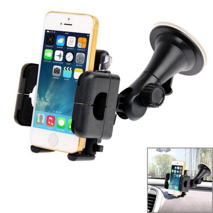 Suction Cup Car Phone Holder For Phones Up To 5.1–10.5 Cm Wide – windshield mount with adjustable grip and one-handed release for GPS and calls