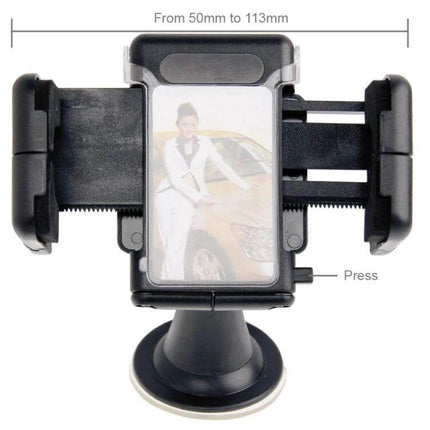 Suction Cup Car Phone Holder For Phones Up To 5.1–10.5 Cm Wide - adjustable suction windshield mount with one-handed release and secure grip