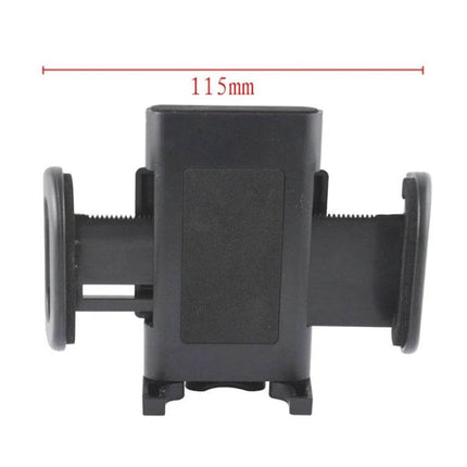Universal Car Phone Holder Windshield Mount for Smartphones - black adjustable cradle showing 115mm max width, one-handed windshield mount