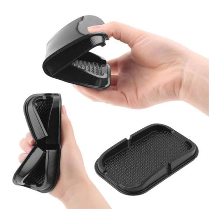 Universal Car Phone Holder With Washable Anti-Slip Pad - black dashboard non-slip tray holding phone keys coins, washable textured surface