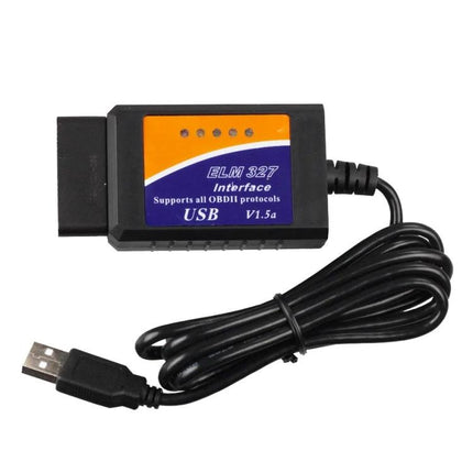 Compact tool for home car maintenance and vehicle checks - USB OBD2 ELM327 diagnostic adapter for reading and clearing engine codes