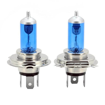 H4 Halogen Car Headlight 2-Pack for Everyday Driving - blue-tinted replacement bulbs with H4 connector, 12V automotive headlamp set