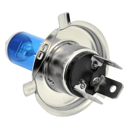 H4 Halogen Car Headlight 2-Pack for Everyday Driving - blue-tipped H4 halogen bulb with standard 3-prong connector for sedans and SUVs