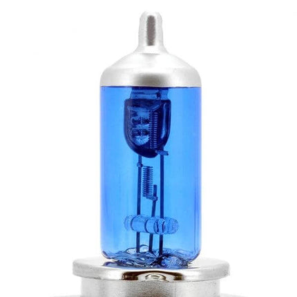 H4 Halogen Car Headlight 2-Pack for Everyday Driving - close-up blue-tinted H4 halogen bulb, 12V replacement for sedans and SUVs