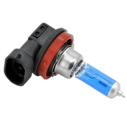 H11 Halogen Car Headlight Bulbs 2 Pack White Light single H11 bulb with blue-tinted glass, 12V 100W connector for brighter nighttime driving