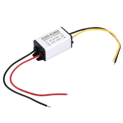Car Power Step-Down Converter For Dash Cam Vehicle Accessories compact synchronous voltage stabilizing unit with red black and yellow wires