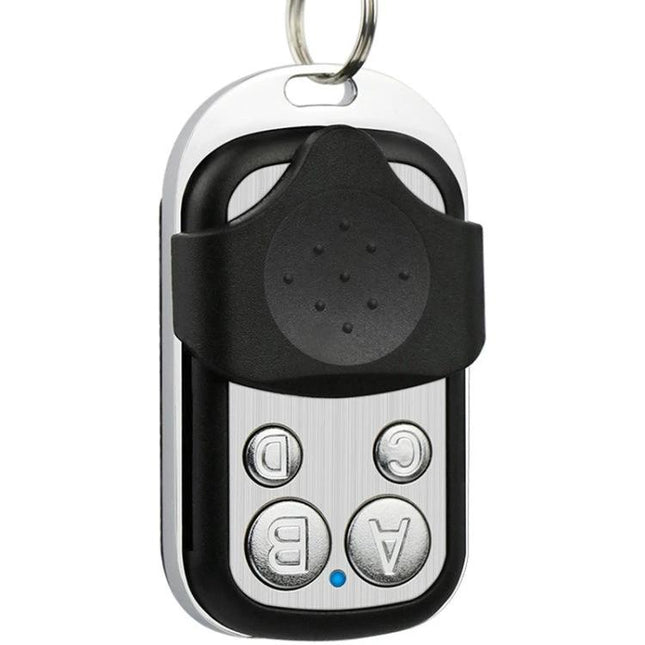 Metal 4-Key Wireless Remote Control for Everyday Access compact metal key fob showing A B C D buttons and keyring