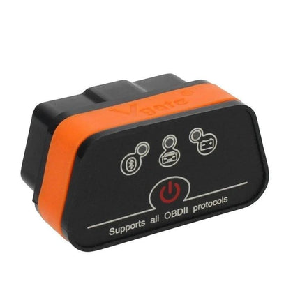 Handy Car Diagnostic Scanner for Everyday Vehicle Maintenance - compact OBD2 dongle with icons and orange trim for routine vehicle health checks