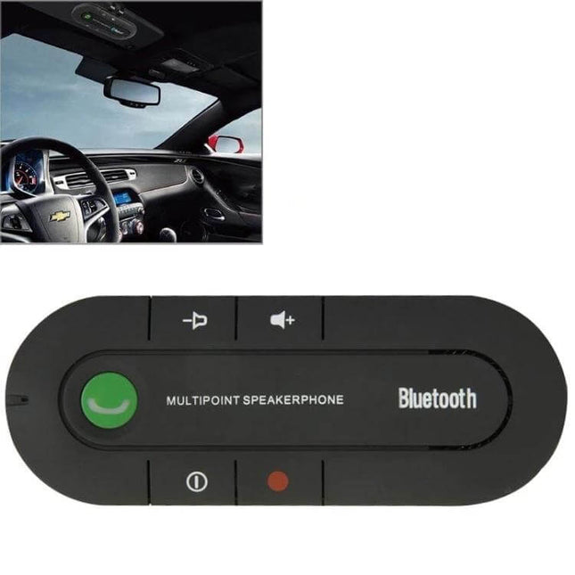 Bluetooth Hands Free Transmitter For Car Music And Calls compact multipoint speakerphone mounted in car for hands-free calls and music streaming