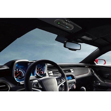 Bluetooth Hands Free Transmitter For Car Music And Calls mounted on car roof console for wireless calls and streaming
